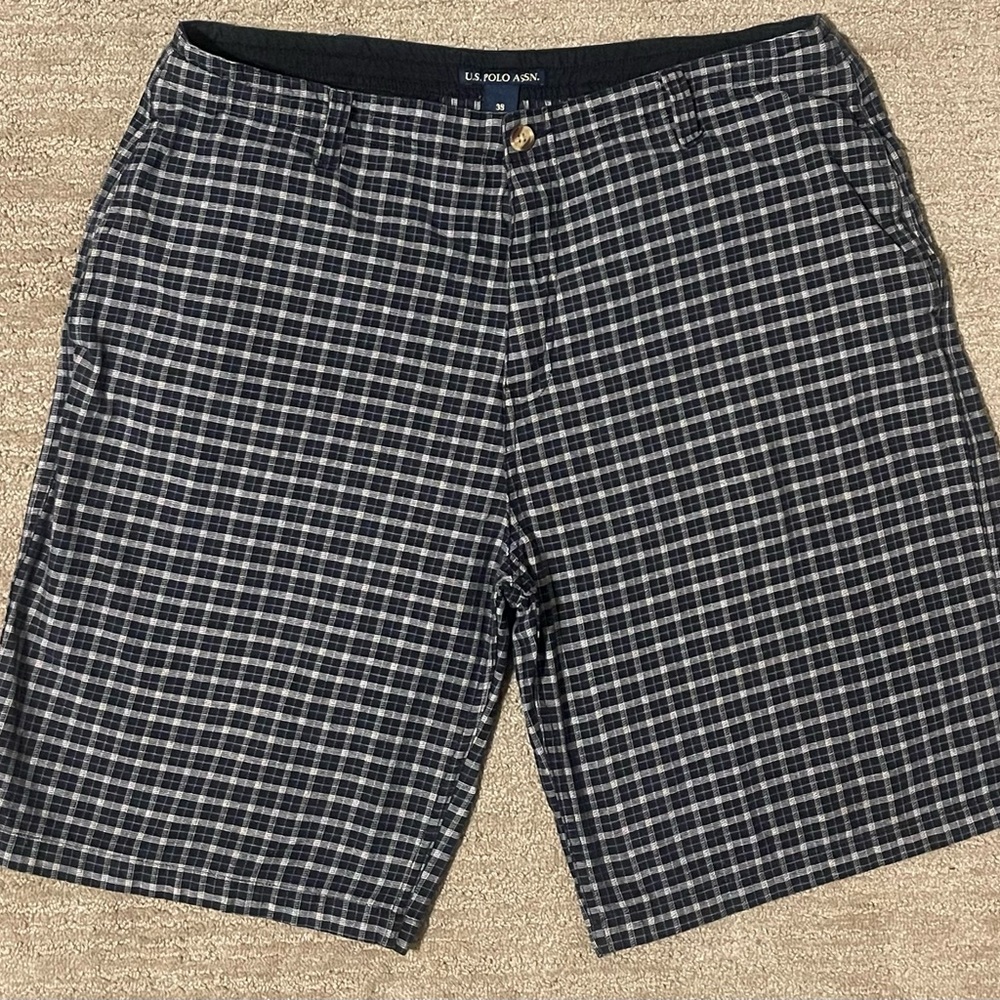 U.S. Polo Assn. Black and White Flat Front Shorts